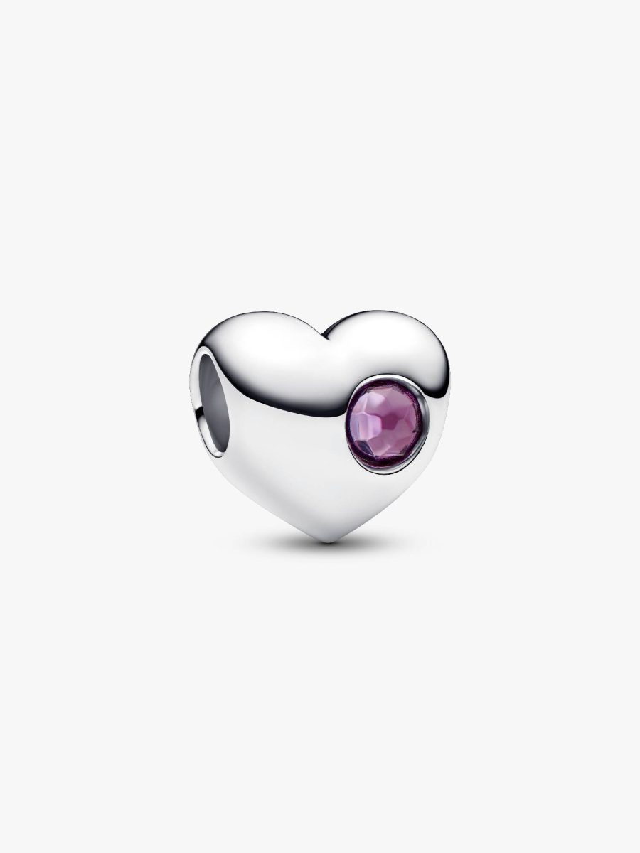 Pandora Sterling Silver February Birthstone Heart Charm