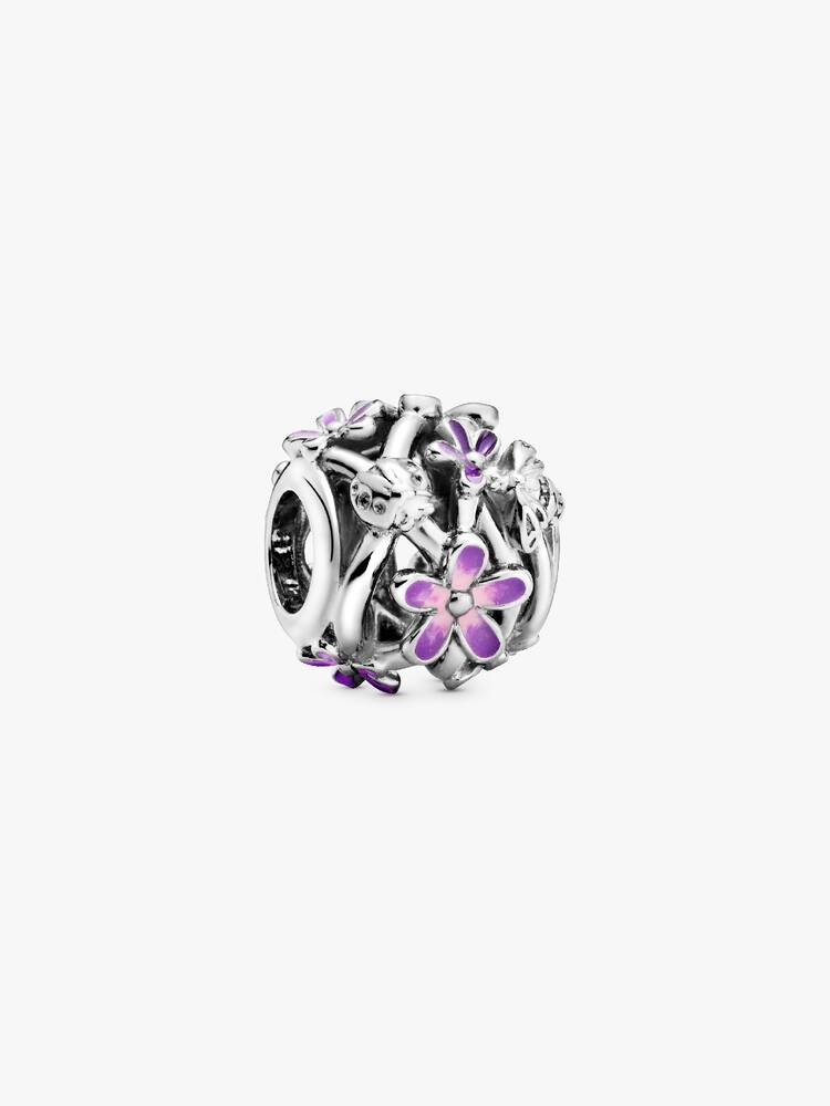 Pandora Sterling Silver Openwork Purple Daisy Charm