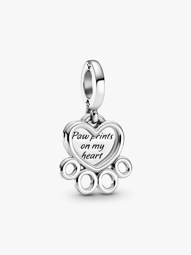Pandora Sterling Silver Hearts & Paw Print Dangle Charm