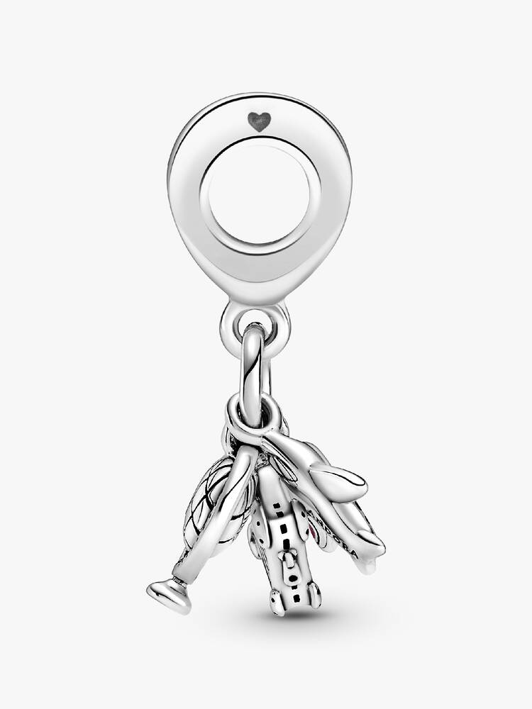 Pandora Sterling Silver Airplane, Globe & Suitcase Dangle Charm