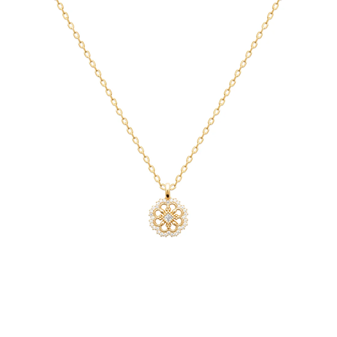Burren Flower Garden Floral CZ Pendant Necklace