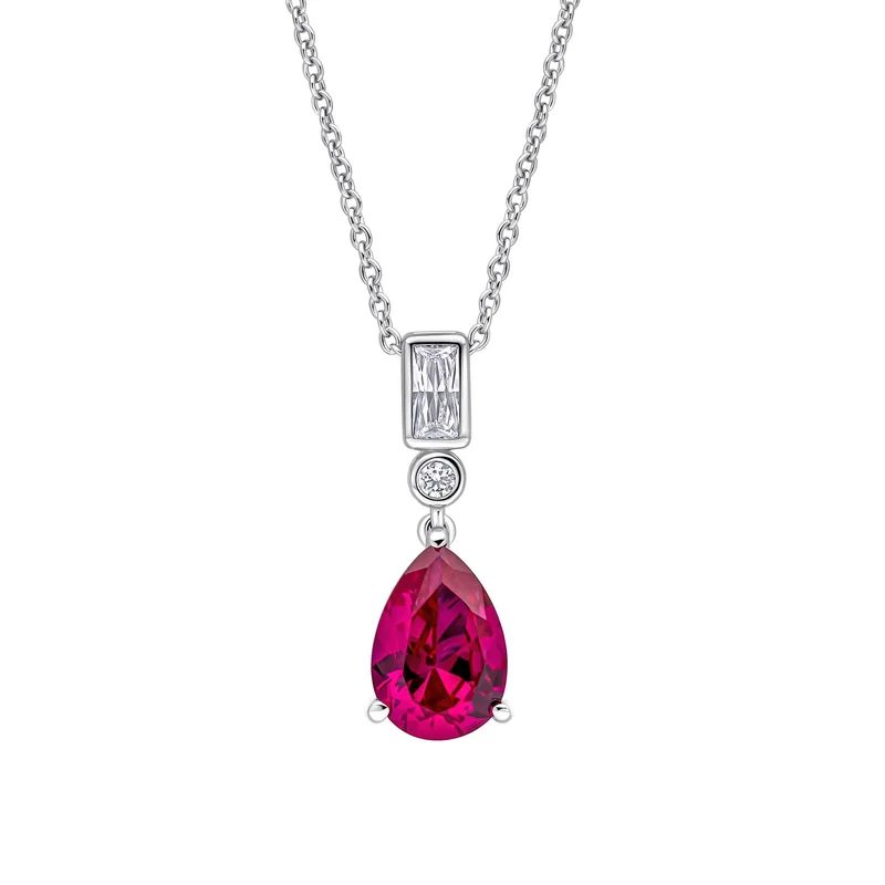 Diamonfire Red CZ Bezel and Teardrop Pendant