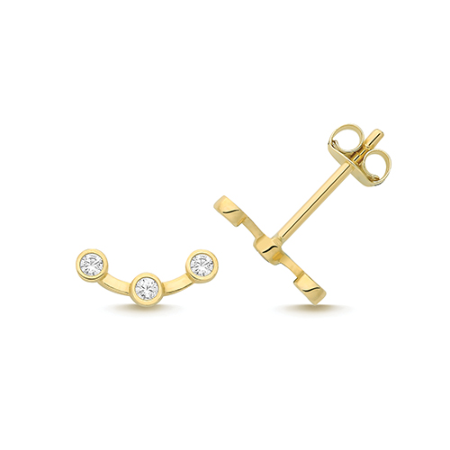 9ct Yellow Gold CZ Constellation Climber Stud Earrings