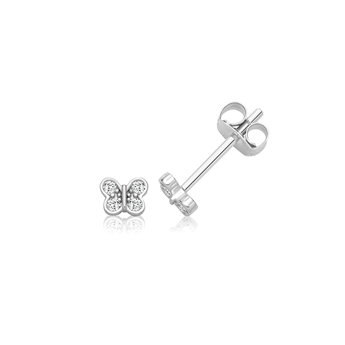 Sterling Silver CZ Butterfly Studs