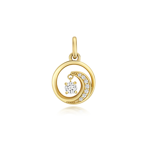 9ct Yellow Gold Lab Grown Diamond Swirl Pendant