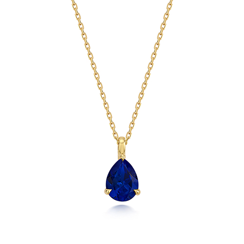 9ct Yellow Gold Lab Grown Sapphire Pear Pendant