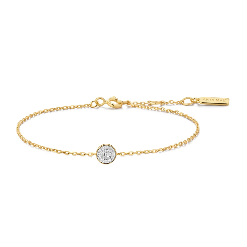 Ania Haie Sterling Silver Gold Plated Pavé Disc Bracelet