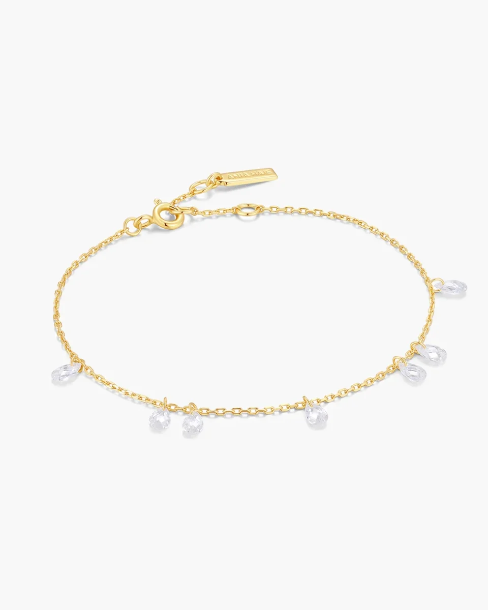 Ania Haie Sterling Silver Gold Plated Ethereal Teardrop Dangle Station Bracelet