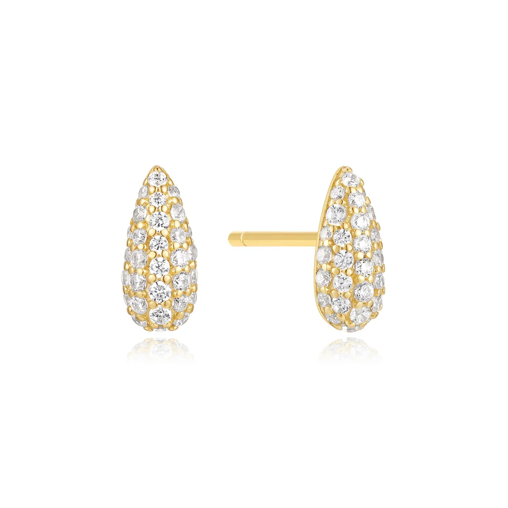 Ania Haie Sterling Silver Gold Plated Pavé Dome Stud Earrings