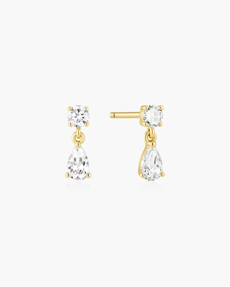 Ania Haie Sterling Silver Gold Teardrop & Round Stud Earrings
