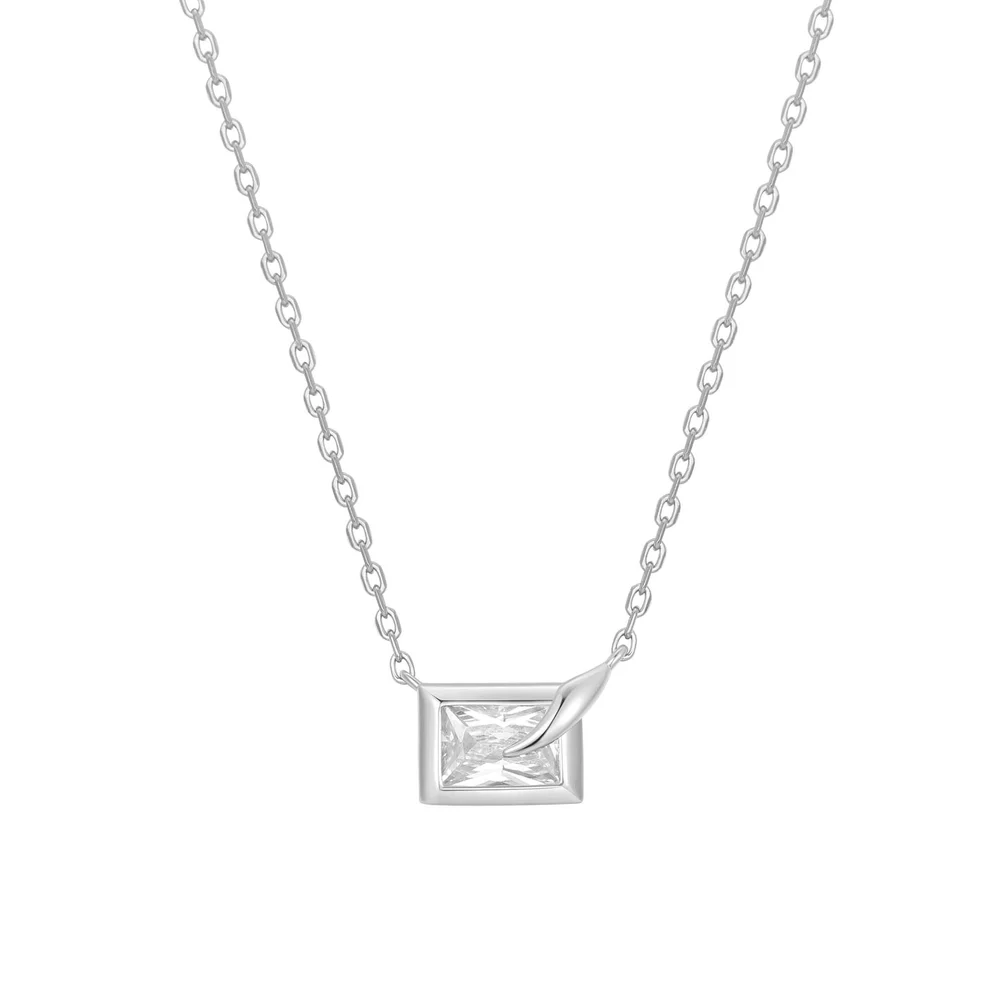 Ania Haie Sterling Silver Sparkling Bezel-Set Cube Necklace