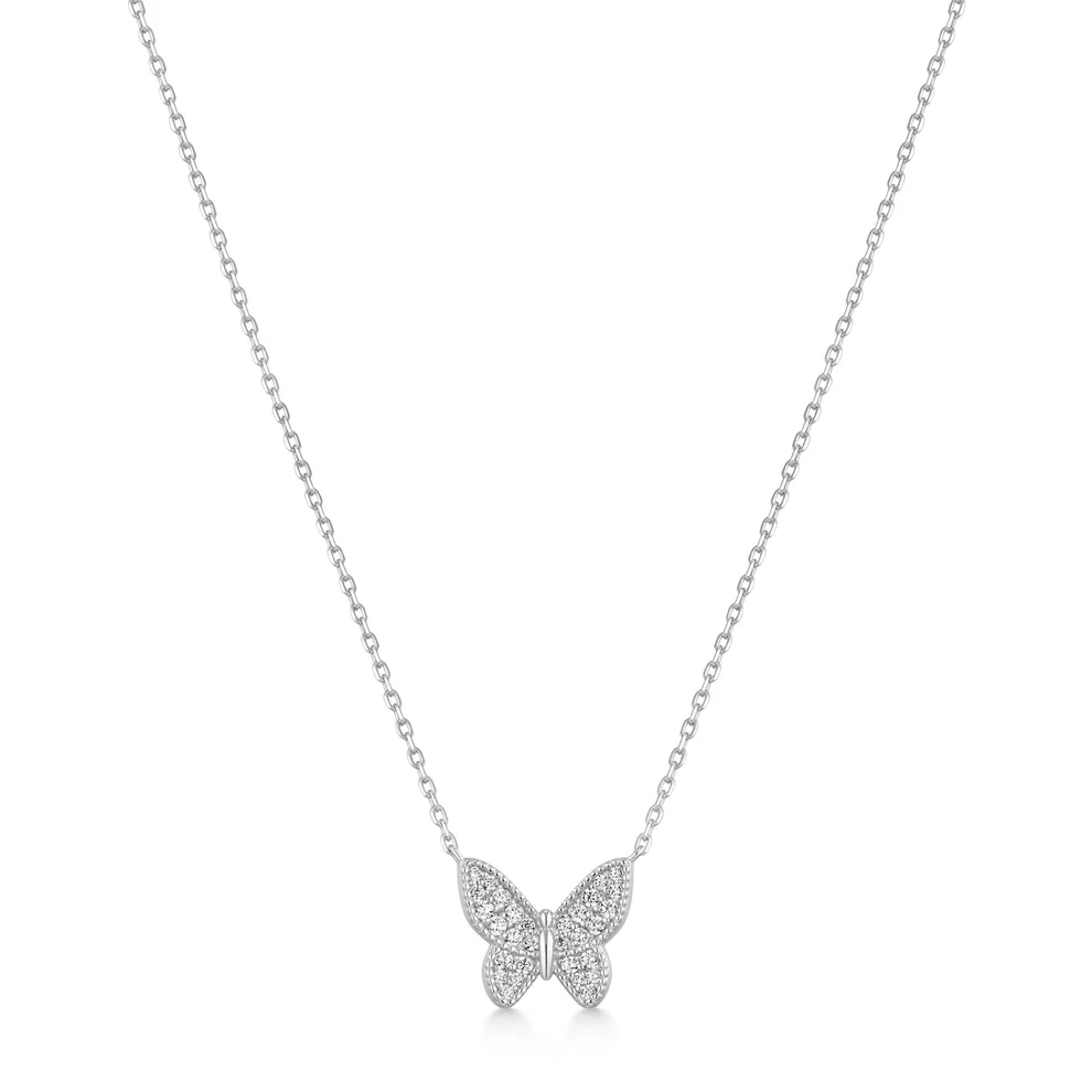 Ania Haie Sterling Silver Butterfly Pavé Necklace