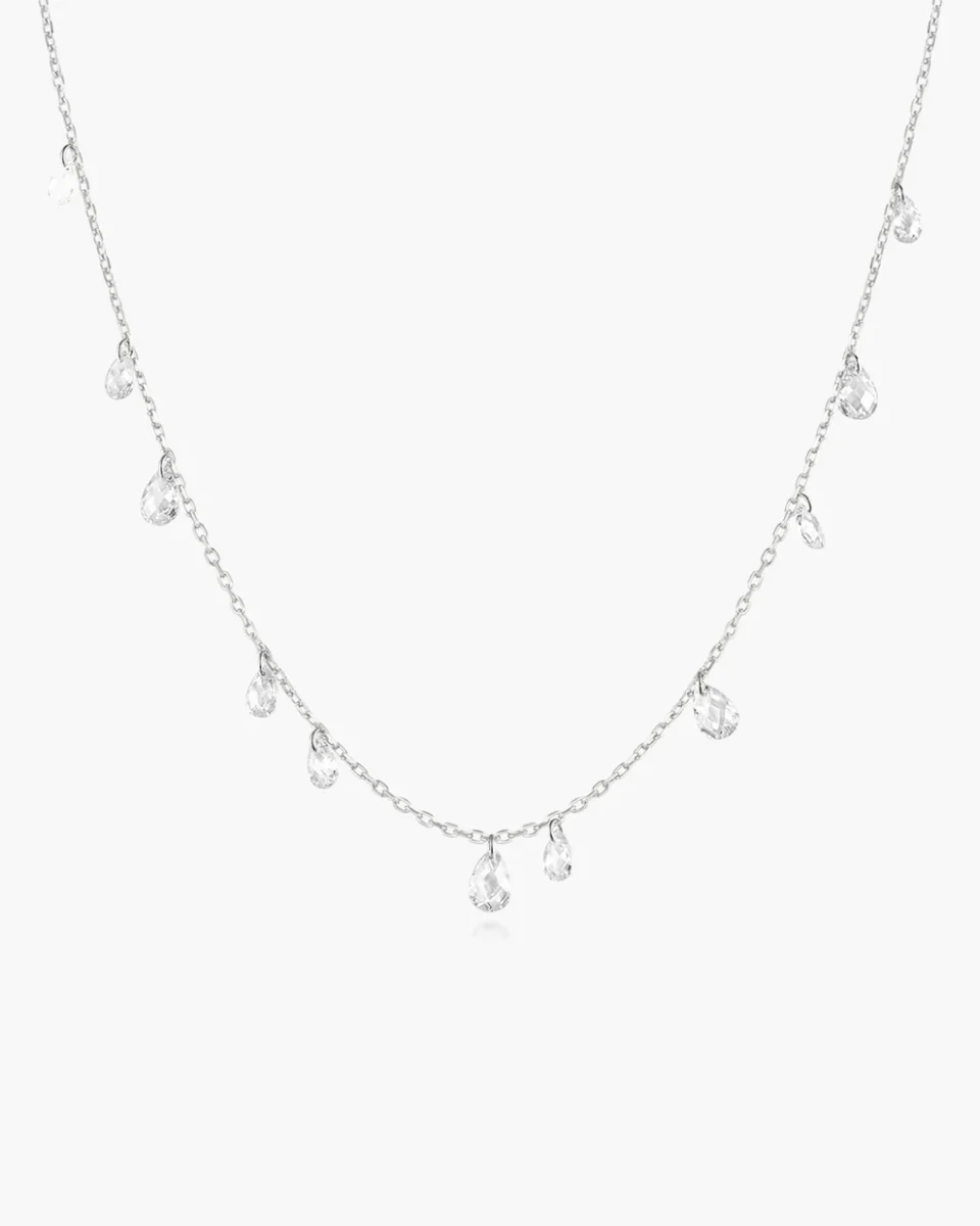 Ania Haie Sterling Silver Ethereal Teardrop Dangle Station Necklace