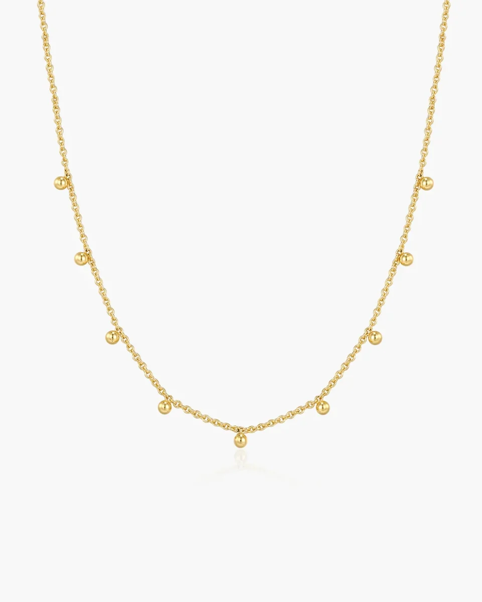 Ania Haie Sterling Silver Gold Plated Dangling Bead Station Necklace