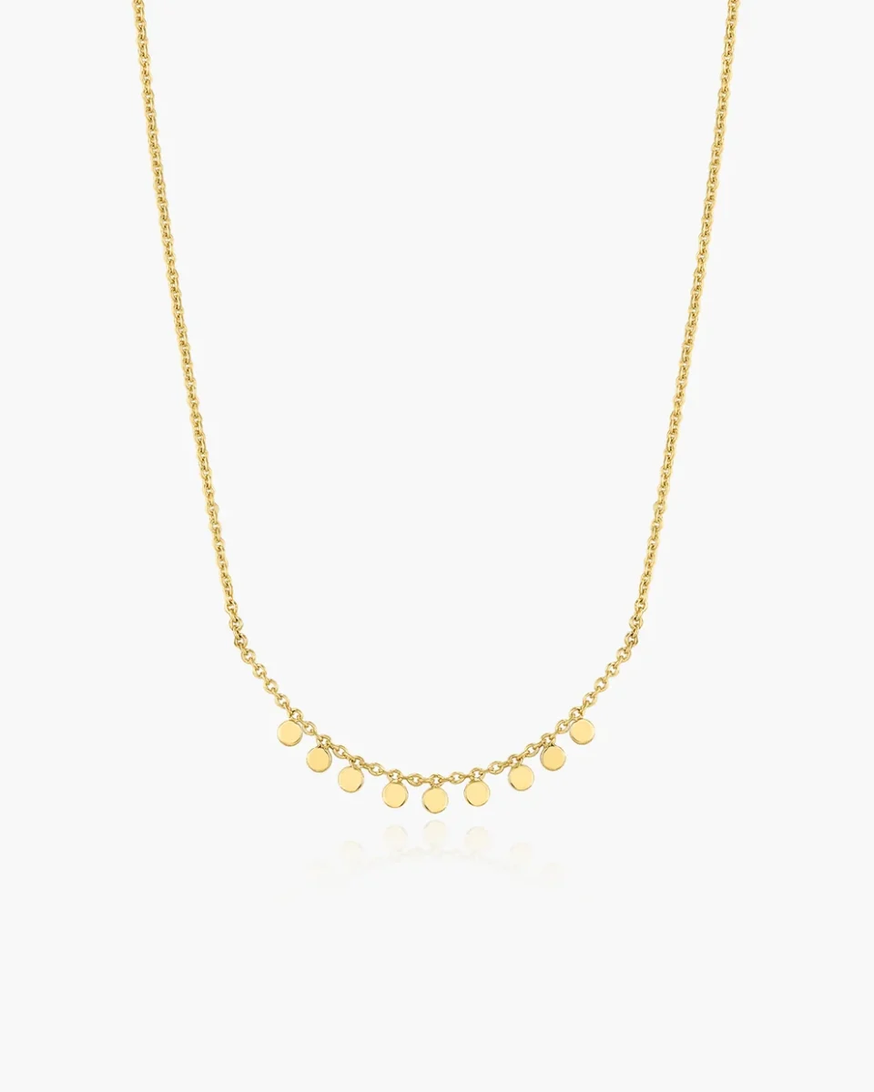 Ania Haie Sterling Silver Gold Plated Dangling Disc Station Necklace